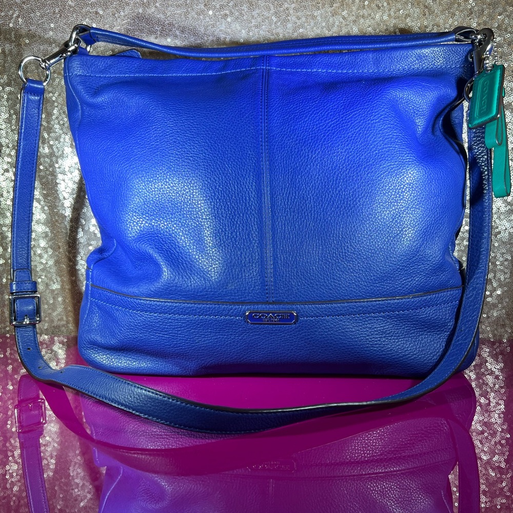 Coach Park Blue Pebbled Leather Two-Way Hobo/Crossbody Bag